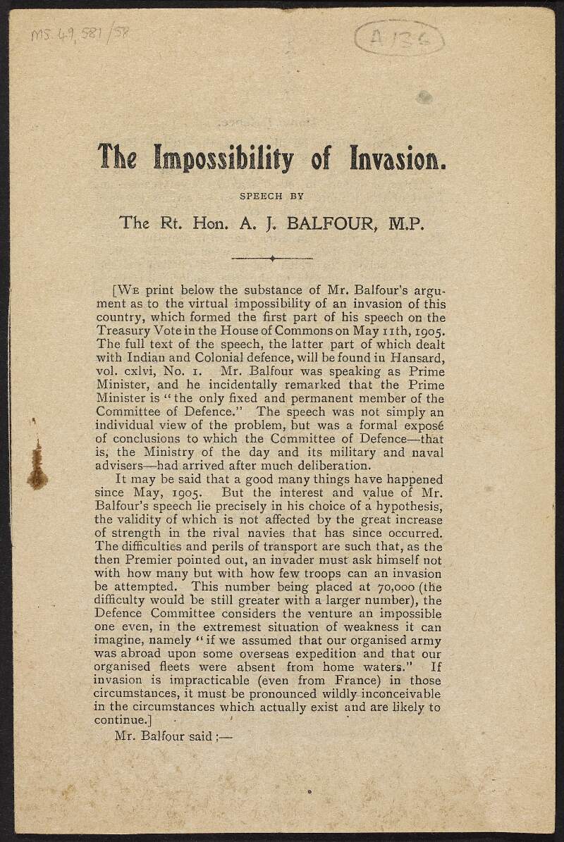 The impossibility of invasion : speech /