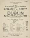 G.A.A. All Ireland Senior Football Championship (Final) Armagh v. Kerry : at Croke Park Dublin, Sunday, 27th September, 1953 /