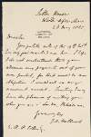 Letter from J. O. Halliwell, antiquary and literary scholar, to E. R. P. Colles, concerning a payment and would like to meet him when he is in London,