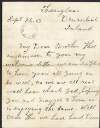 Letter from C. Conefry to "my dear brother" Thomas regarding "hard times" in Ireland due to rationing and the threat of conscription,