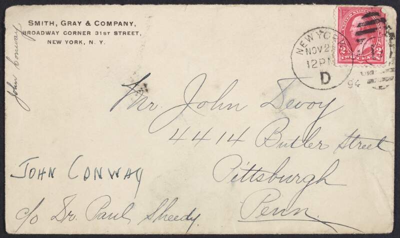 Envelope from John Conway to John Devoy,