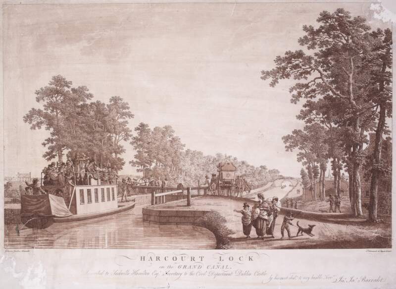 Harcourt Lock on the Grand Canal inscribed to Sackville Hamilton, Esq., Secretary to the Civil Department, Dublin Castle by his most obedt. & very humble servt. Jno. Jas. Barralet /