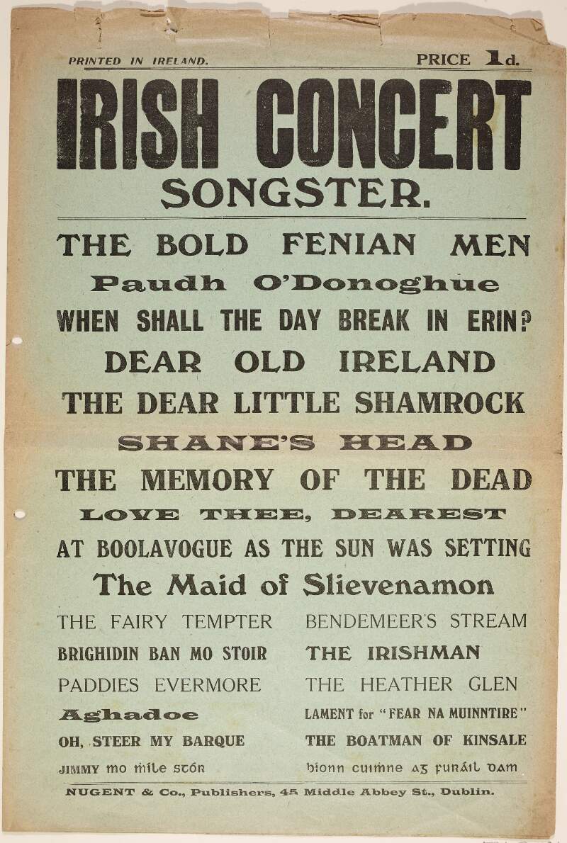 The Irish concert songster.