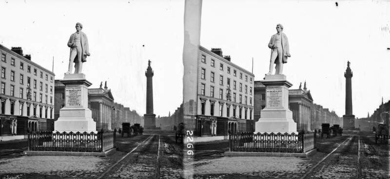 Statue of Sir John Grey, GPO and Nelson Pillar in background, Dublin City, Co. Dublin