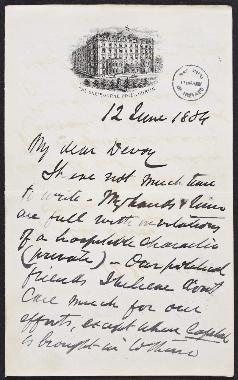 Letter from Dr. MacGuire  to John Devoy saing that he is very busy at the moment,