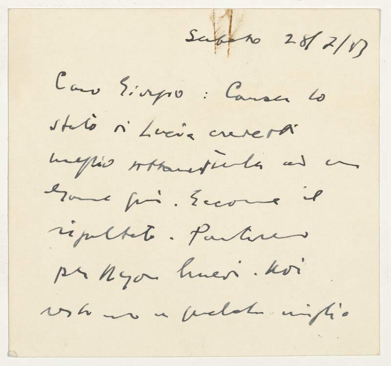 I.i.16. Cards: from James Joyce, Hotel Habis Royal, Zürich to Giorgio Joyce,