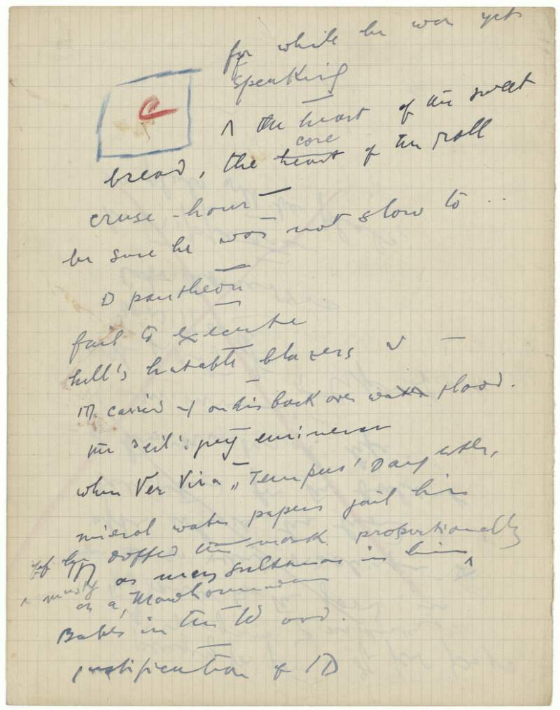 II.i.29. Manuscript note for part of Book II, Episode 3, of "Work in Progress" ("for while he was")