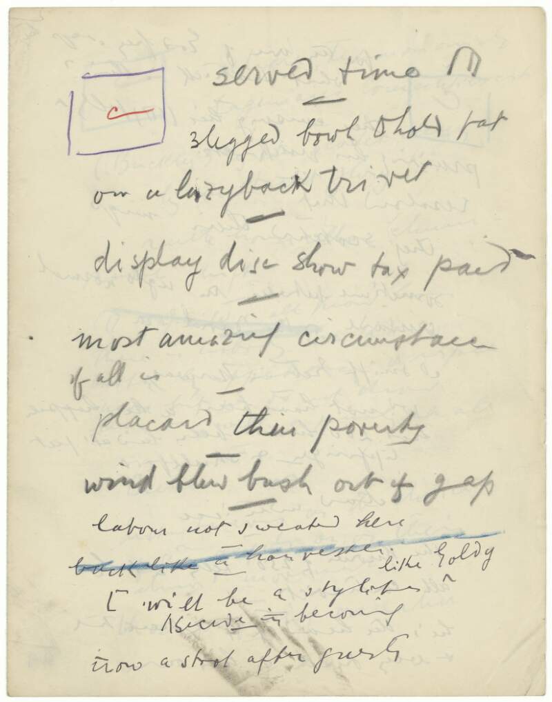 II.i.30. Manuscript note for part of Book II, Episode 3, of "Work in Progress" ("served time")