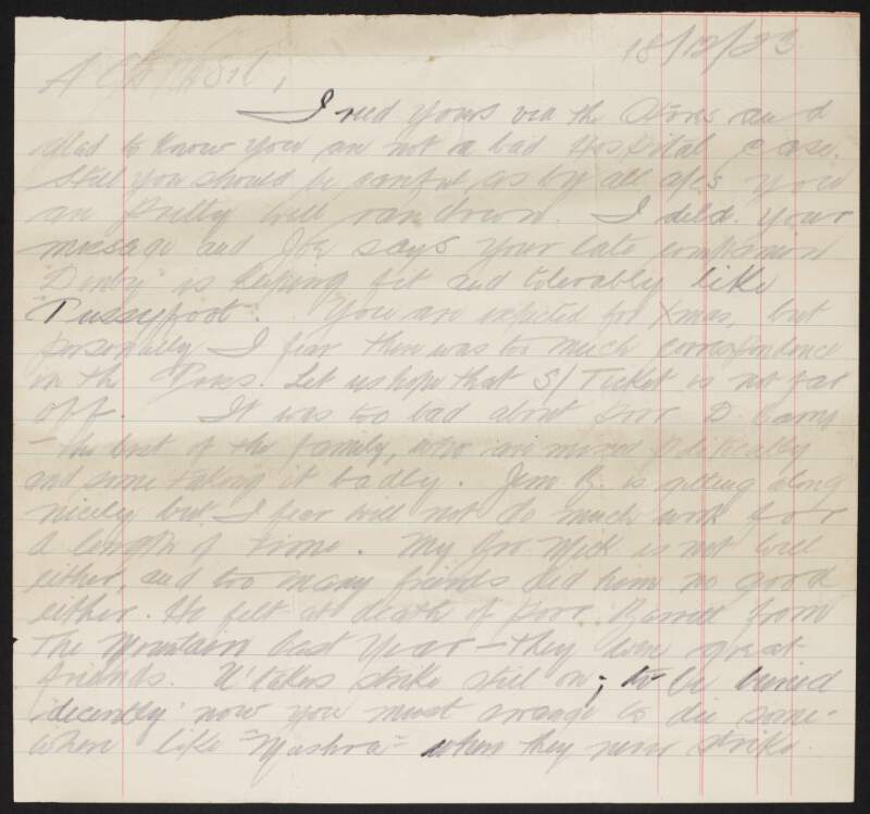 Letter from Captain Slocock to Fred Cronin, Hare Park Camp (Curragh), Co. Kildare, with news of the Undertakers' Strike in Cork,