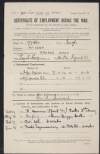 Certificate of Employment during the War, issued to Sgt. George Hugh McLean,