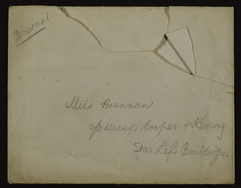 Letter from Éamonn Ceannt to Áine Ceannt,