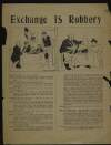 Broadsheet entitled 'Exchange is robbery' by Grace Vandeleur Plunkett,