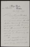 Letter from William T. Sheridan to George Noble Plunkett, Count Plunkett, about paying expenses,