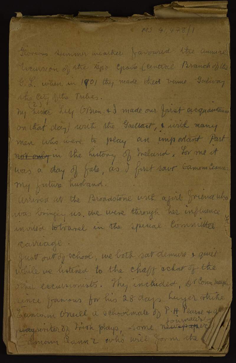Notebook of Áine Ceannt containing an account of her first encounter with Éamonn Ceannt and household accounts,