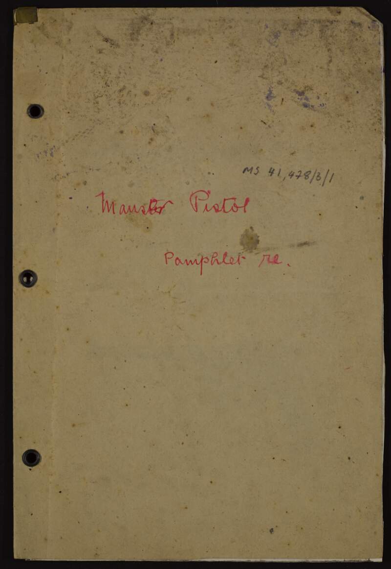 Copy of extract from of 'The Mauser Self-loading Pistol' by First Lieutenant S. Foltz,