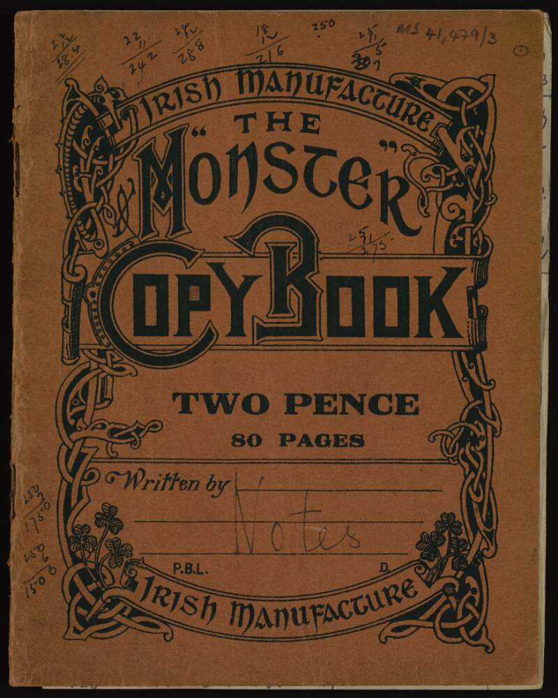 Copybook of Lily O'Brennan with various historical notes,