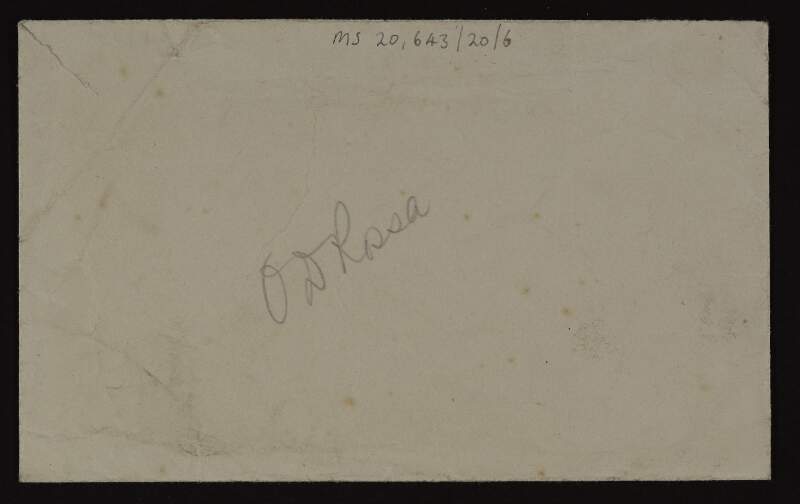 Envelope with "O'D Rossa" inscribed on it,