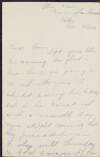 Letter from Kathleen Clarke to Tom Clarke describing her time in Kilkee,