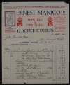 A net monthly account of payments from Joseph Mary Plunkett to Ernest Manico Ltd. for January-March 1914,