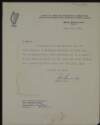 Letter from H. Brady, Secretary to the Minister for the Co-ordination of Defensive Measures to Áine Ceannt regarding her nomination to the Central Council of the Irish Red Cross for three years,