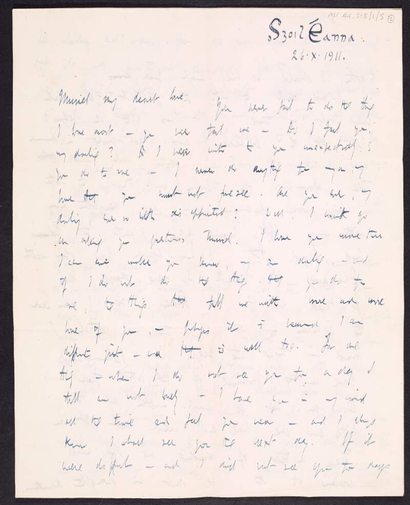 Letter from Thomas MacDonagh to Muriel Gifford regarding a post in University College,