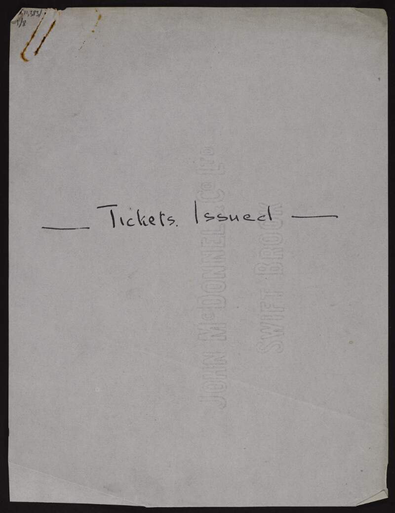 Notes titled 'Tickets issued',