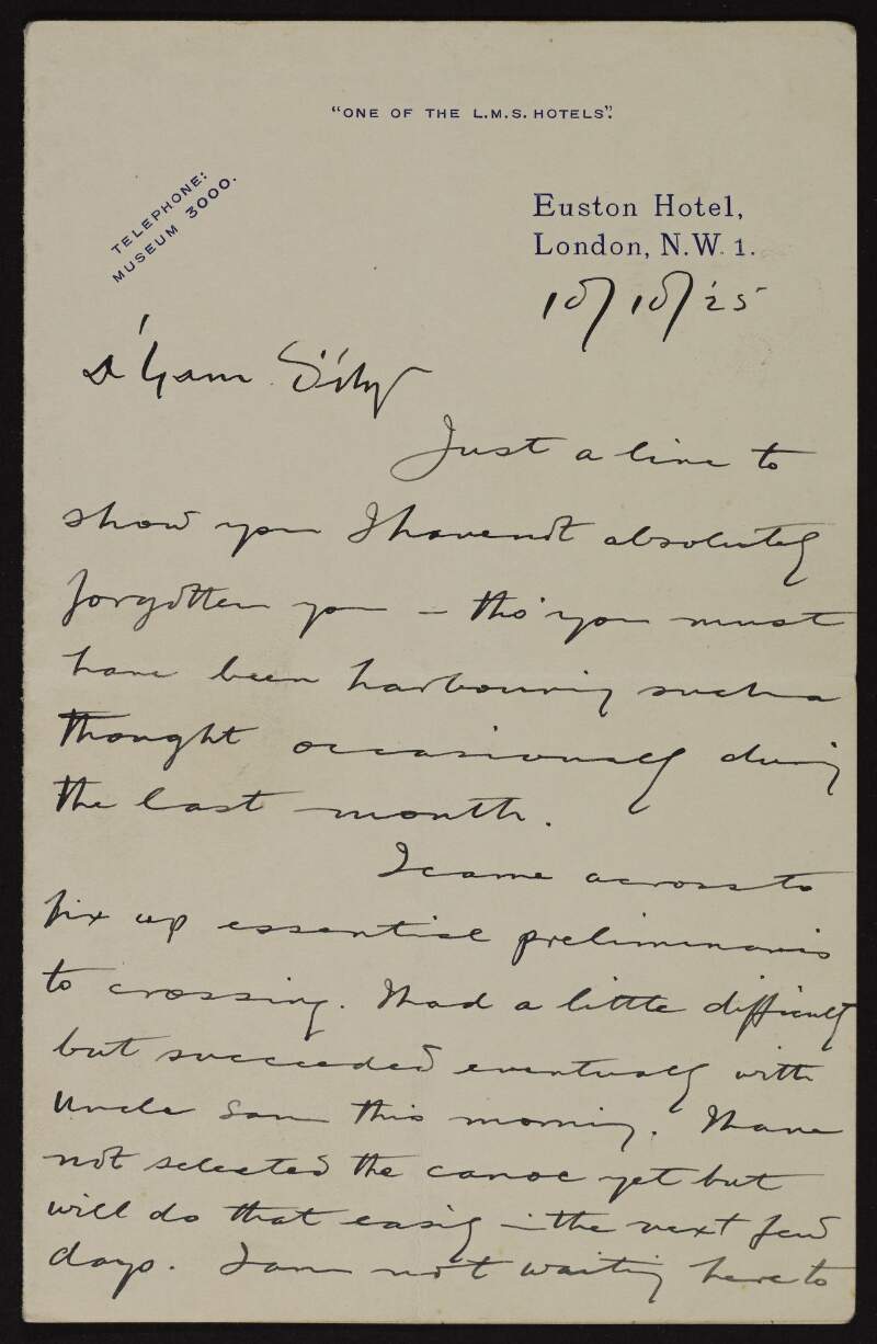 Letter from Seán T. Ó Ceallaigh to Liam Pedlar on the lack of optimisim and progression of the nationalistic cause in Ireland, and Ó Ceallaigh's trips to the U.S. and Rome
