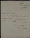 Letter to Kathleen O'Brennan from Frances Lynch about a book from her brother Stanislaus Lynch,