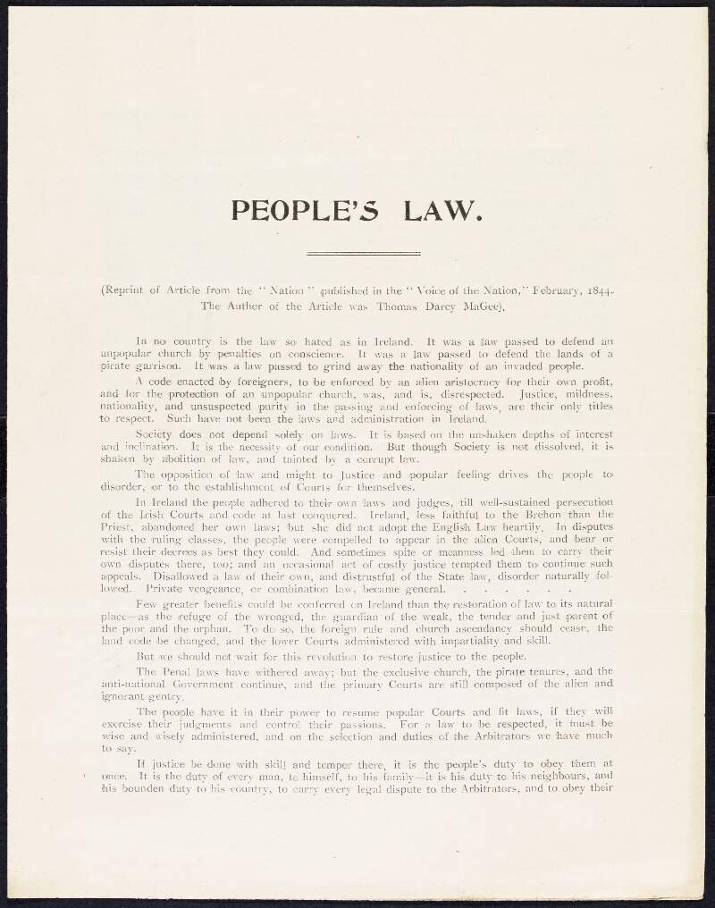 Reprint of an article, "People's Law",
