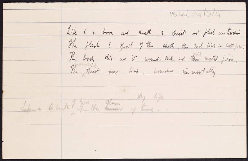 Draft manuscript of poem entitled 'Death', including additional drafts of untitled poems, written by Thomas MacDonagh,