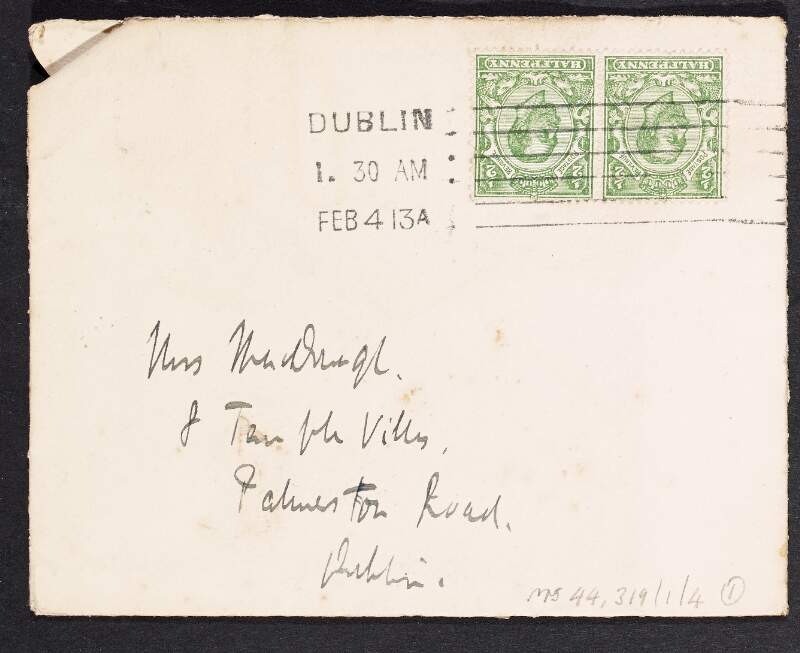 Letter from Thomas MacDonagh to Muriel MacDonagh saying he hopes he will be able to get his book for her,