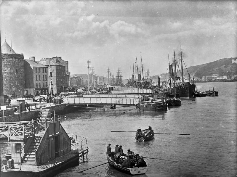 Quay showing ferry slips and boats
