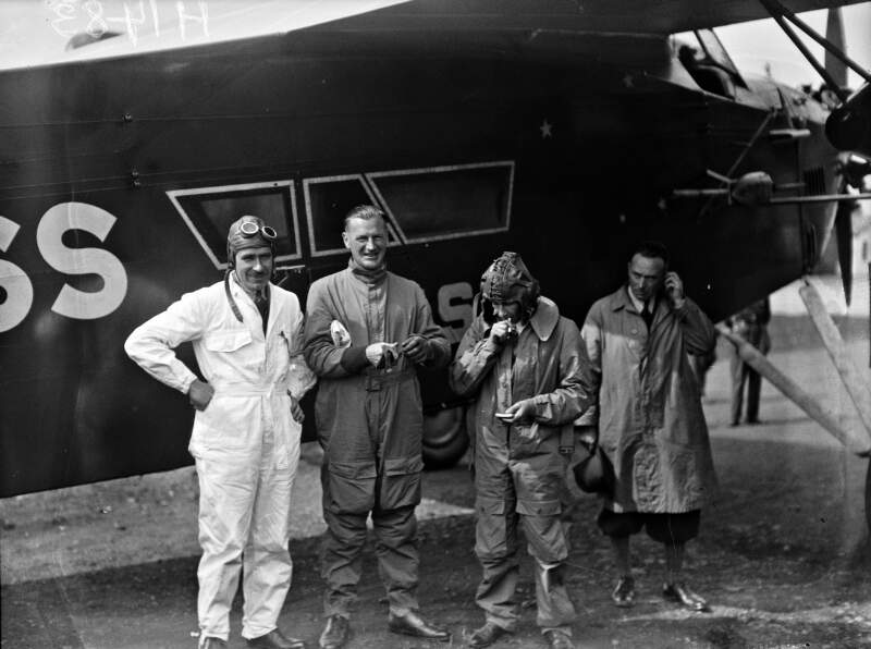 Southern Cross, Atlantic Flight: group of Airmen beside Aircraft