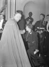 Dr. Douglas Hyde Installed as President Of Ireland: Mrs E.De Valera greets The Papal Nuncio