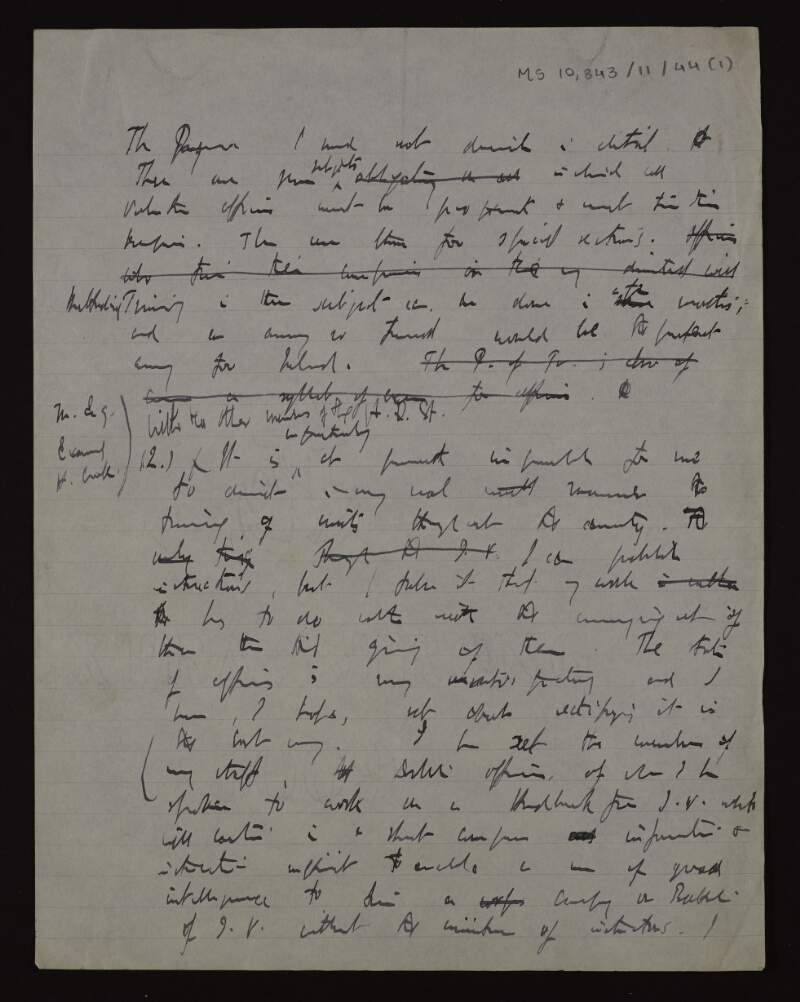 Manuscript draft notes concerning training in the Dublin Brigade and an offer to "publish instructions",