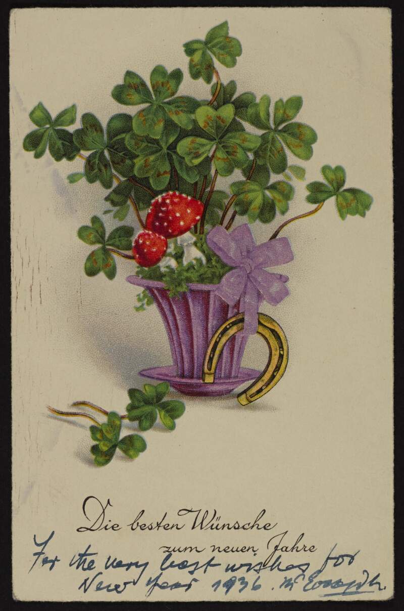 Postcard from "J. M. P. Boyle Kehoe" to Joseph McGarrity with wishes for the new year,