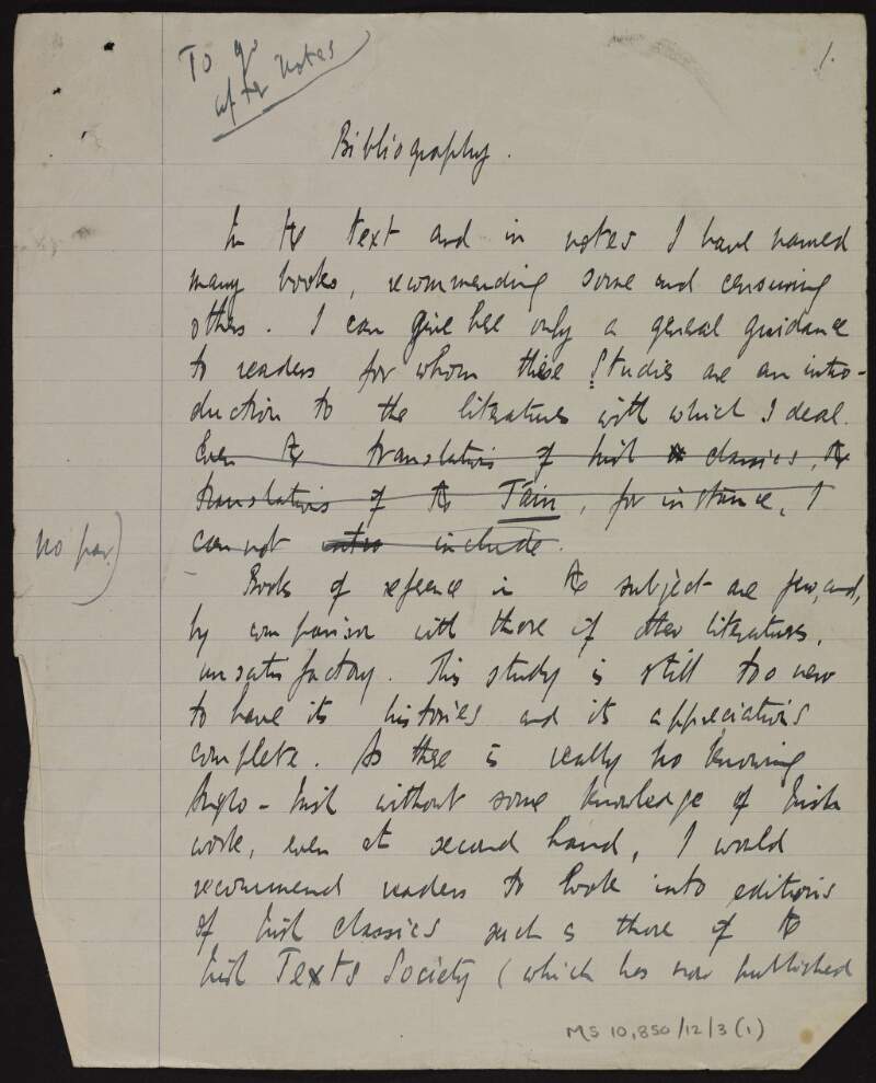 Manuscript draft of bibliography section for ['Literature in Ireland'],