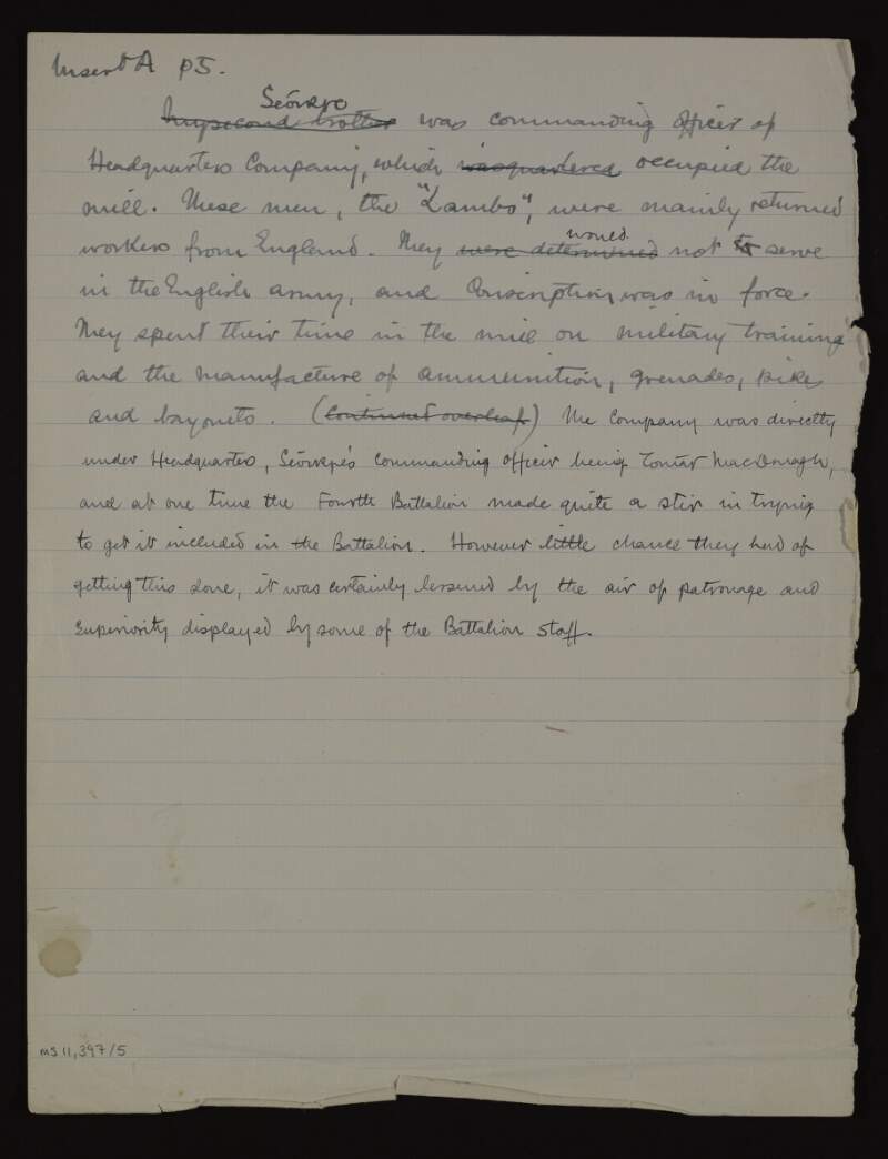 Note by John Plunkett regarding Con Keating from Kerry and his work on radio gear for the Irish Volunteers, and the men training under George Oliver Plunkett,