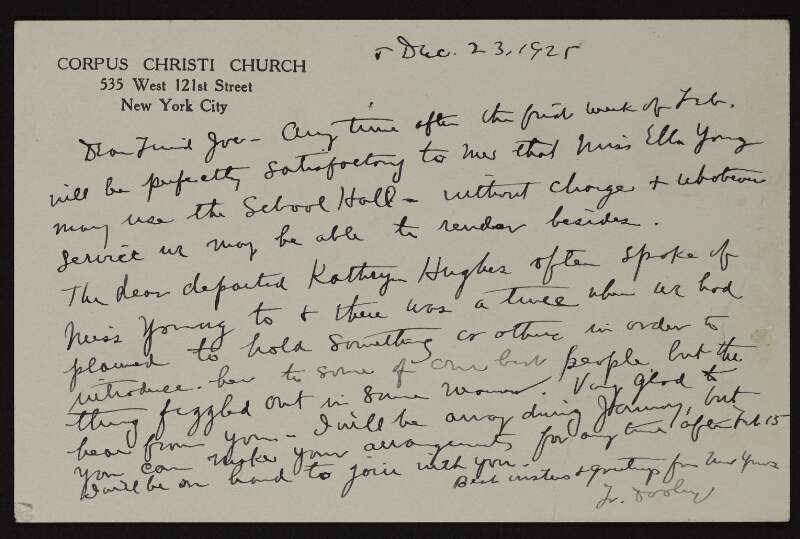 Letter from Bertha Gunterman to Joseph McGarrity regarding the promotion of Ella Young's book,