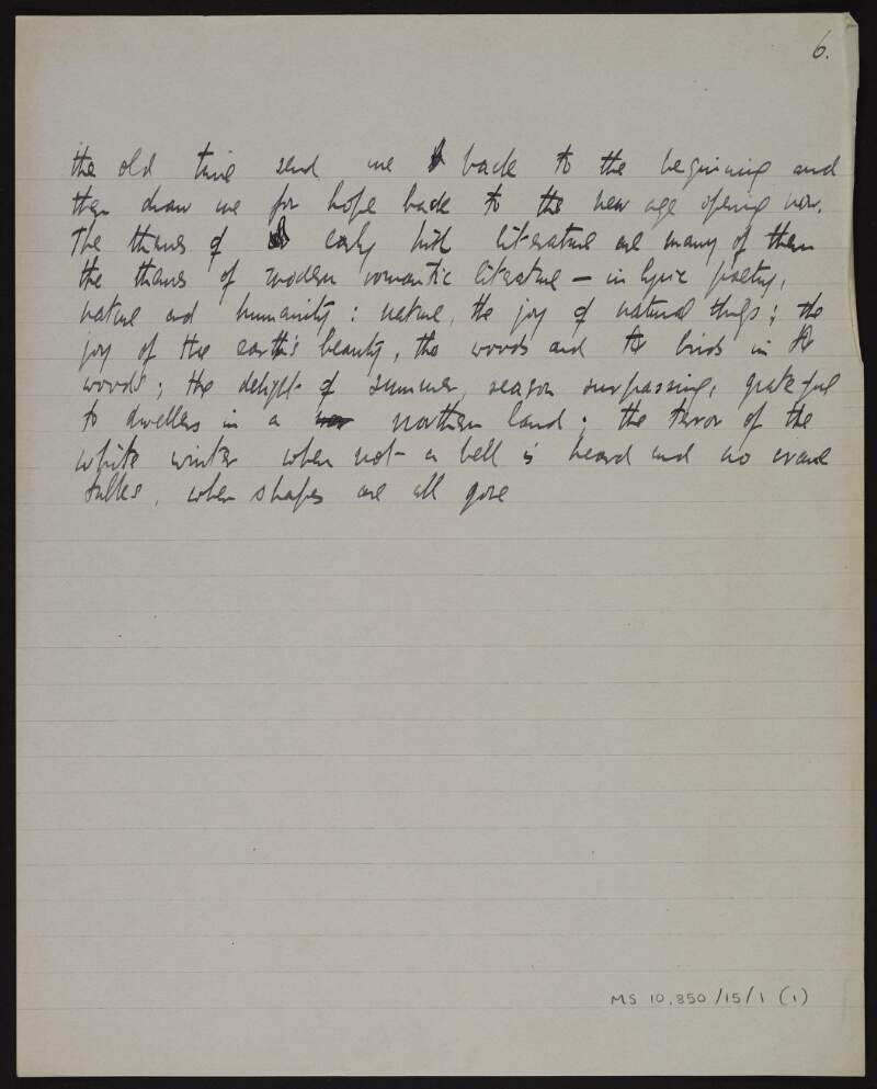 Loose pages of manuscript notes on Irish poetry for ['Literature in Ireland'],