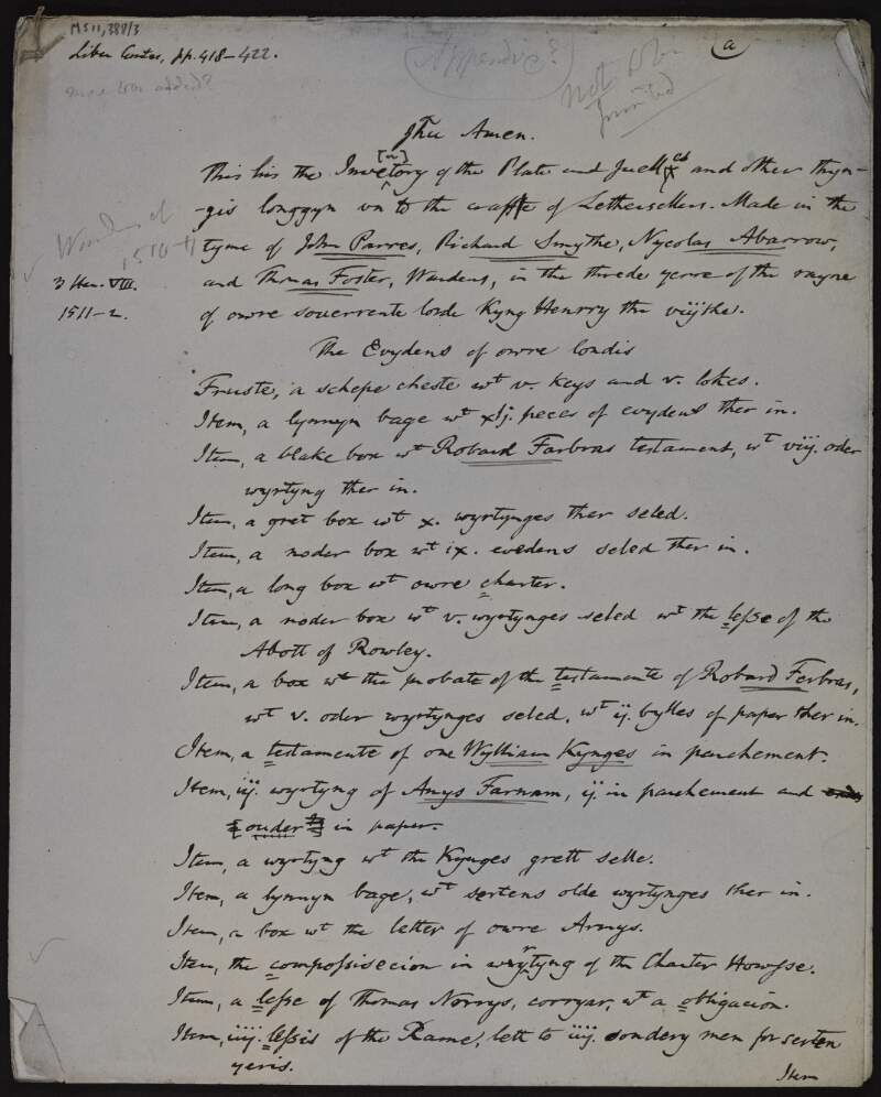 A list of items by W. H. Black,