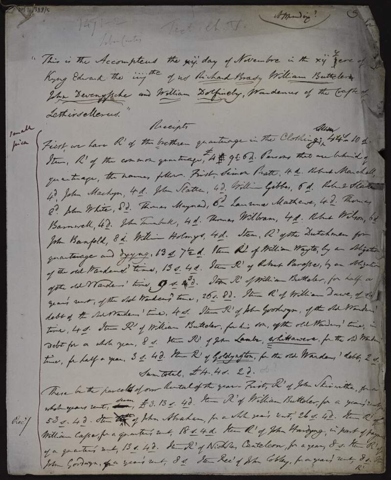Historical notes by W. H. Black involving the history of the leather trade, specifically in the reign of King Edward [which one is unspecified],
