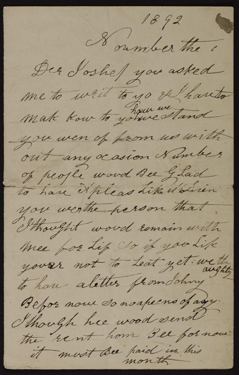 Letter from unidentified correspondent to Joseph [McGarrity],