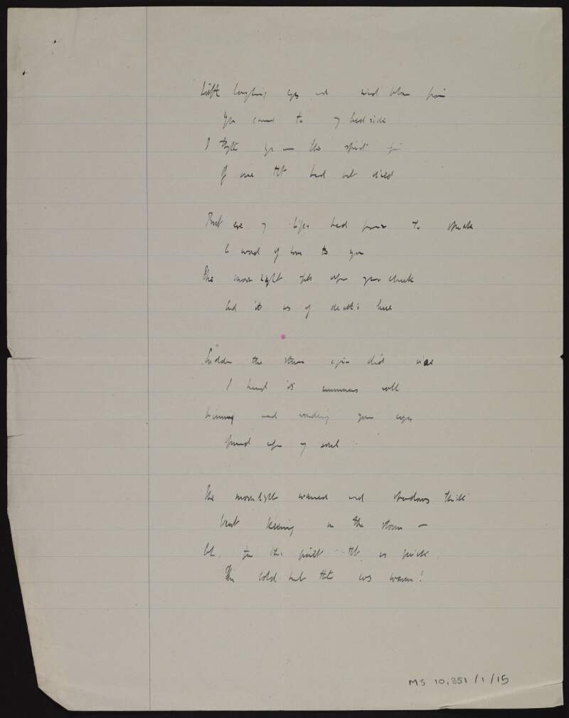 Manuscript draft of poem ['In the storm'],