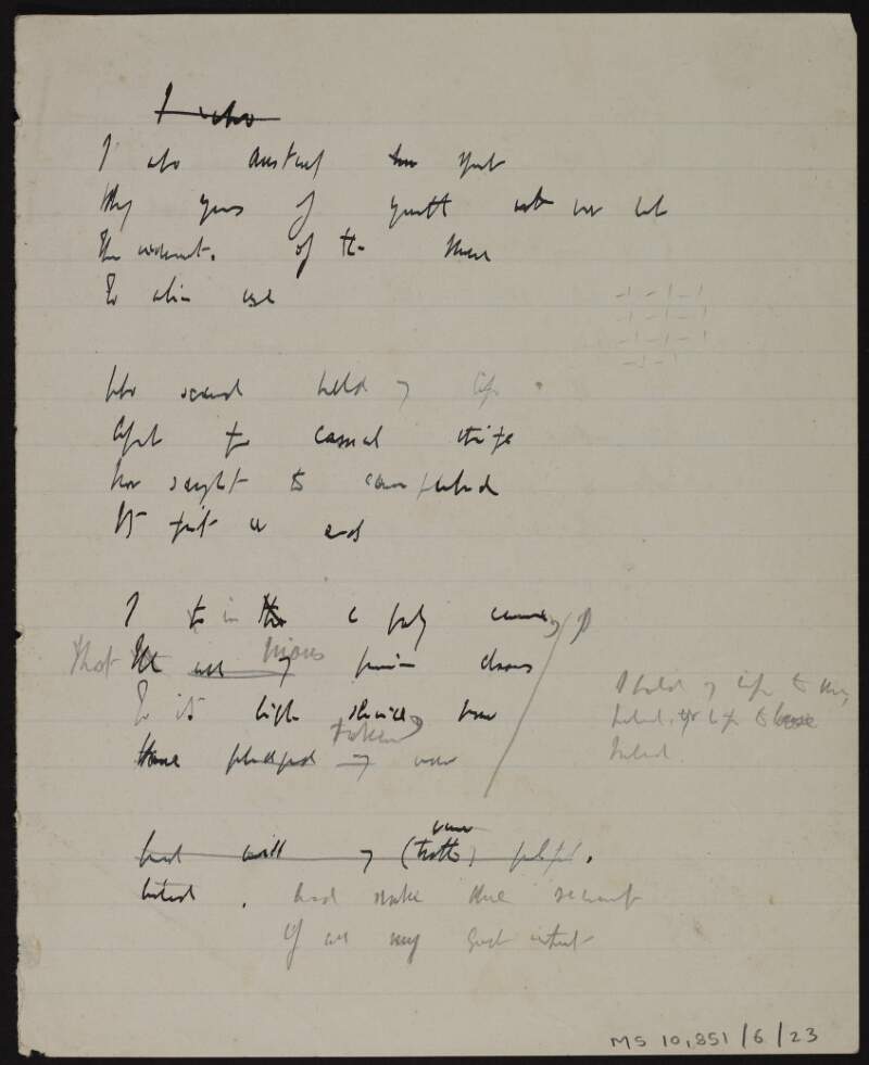 Incomplete manuscript draft of poem ['Images'] and an untitled, unpublished poem,