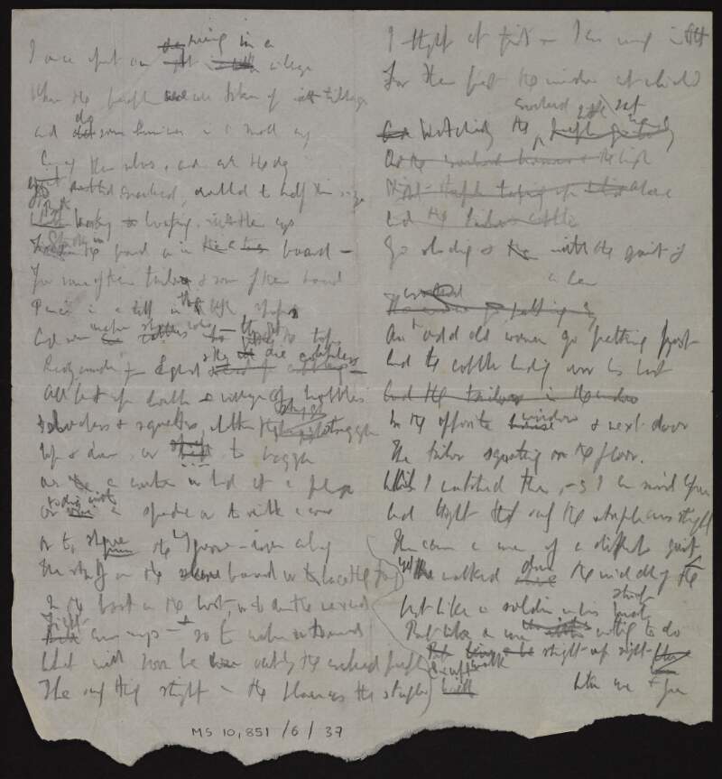 Manuscript draft of the poem 'The man upright',