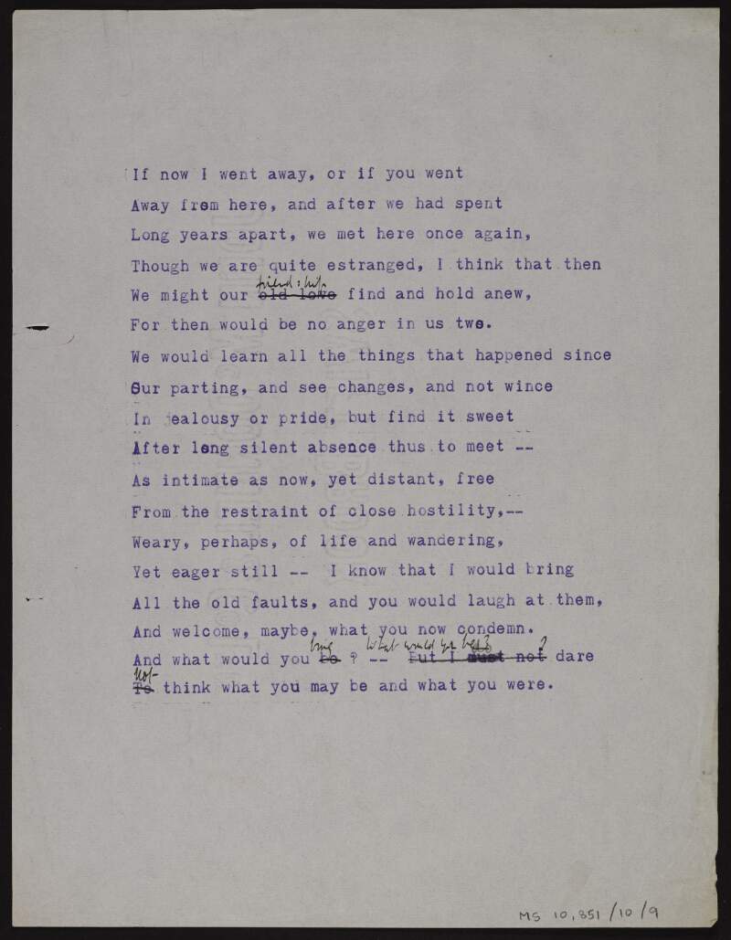 Annotated typescript draft of poem ['To Eoghan'],