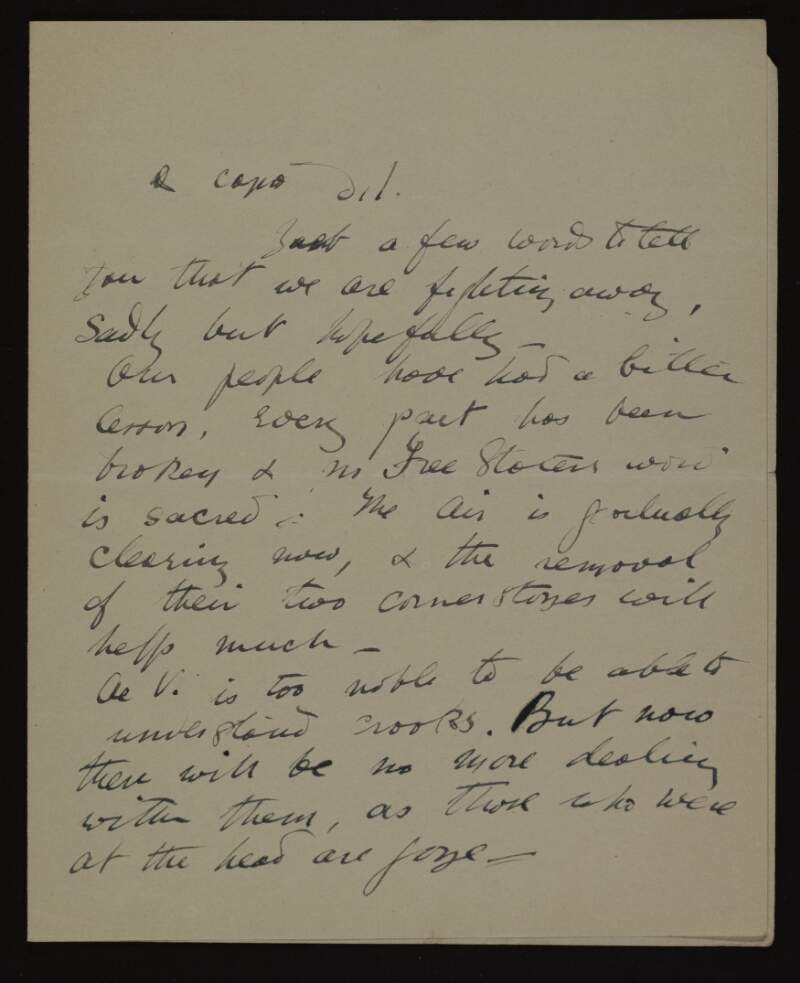 Letter from Constance de Markievicz to Joseph McGarrity regarding Irish Free State policies,