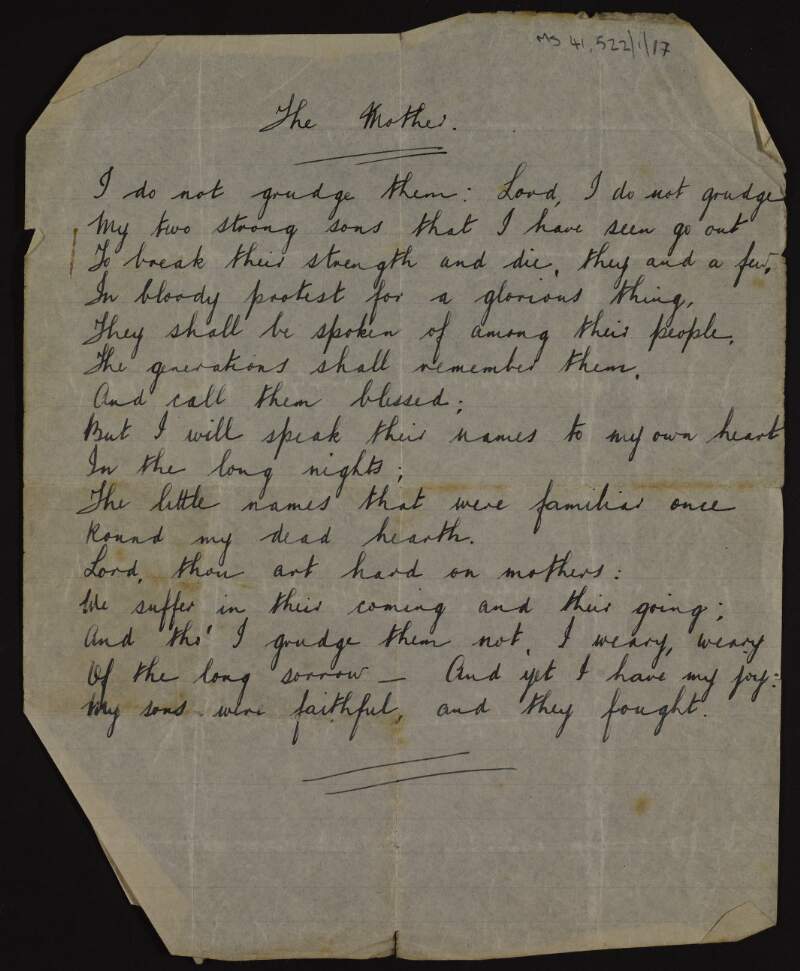 'The Mother', a poem by Padraic Pearse,