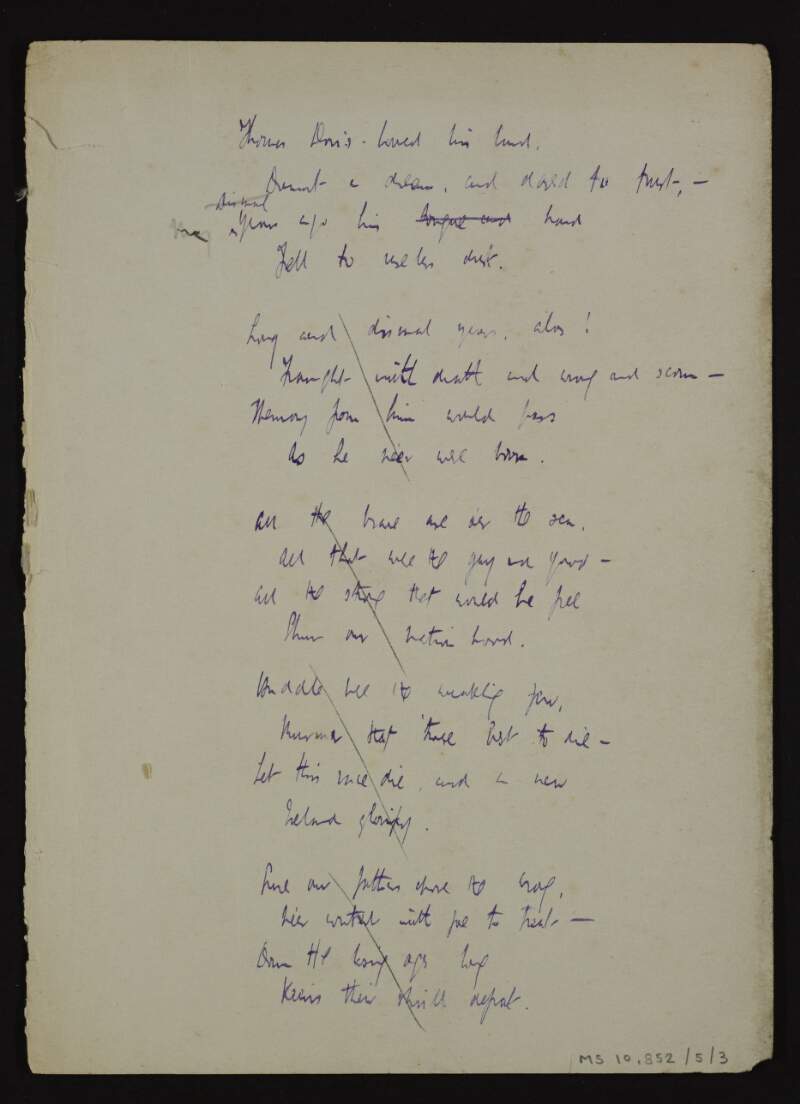 Manuscript draft of poem ['Ireland : 1905'],